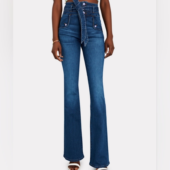 Veronica Beard Giselle Flared Tie-Waist Jeans sz 32 - Picture 1 of 16